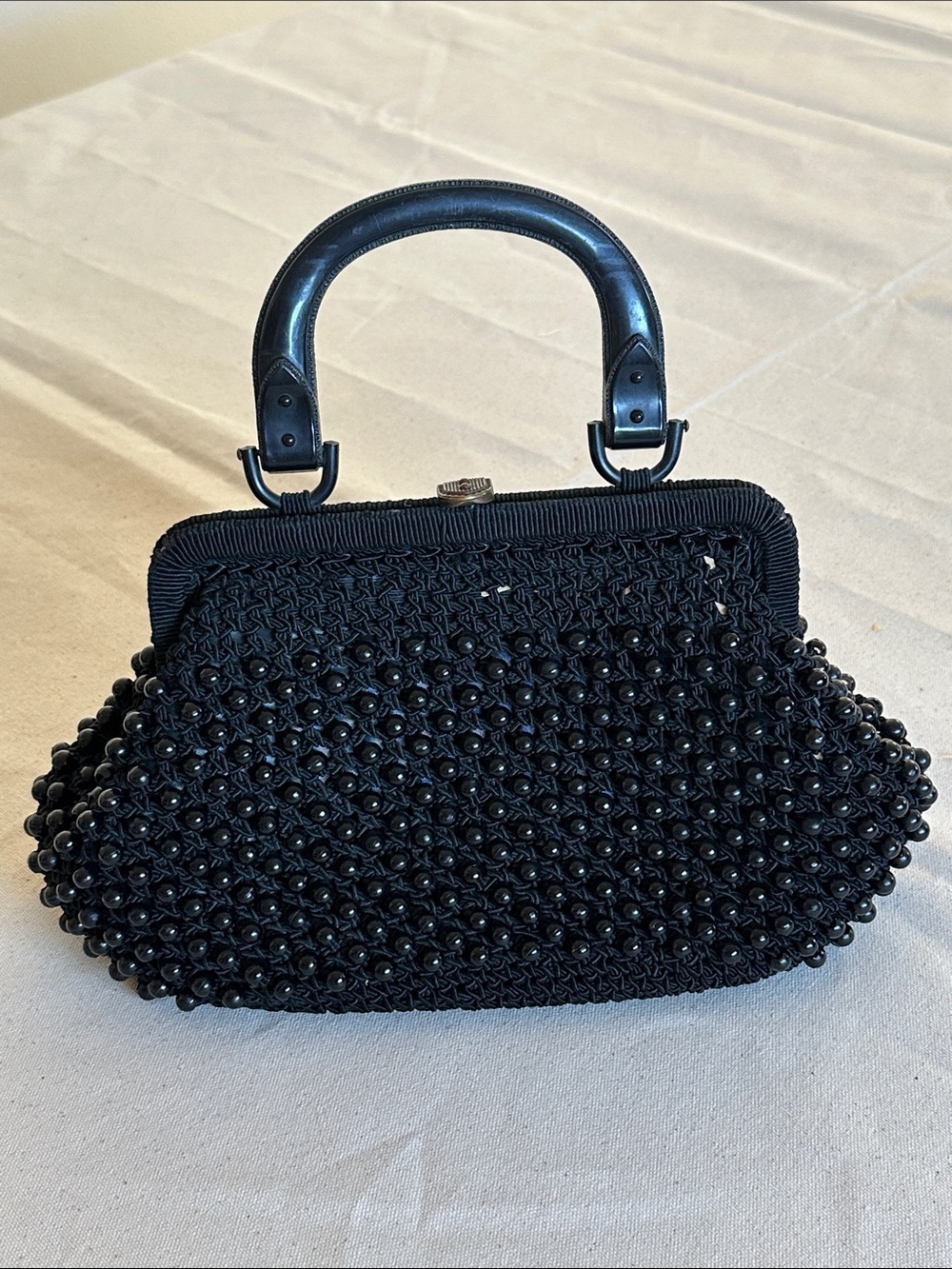 Vintage 60s Black Beaded Handbag